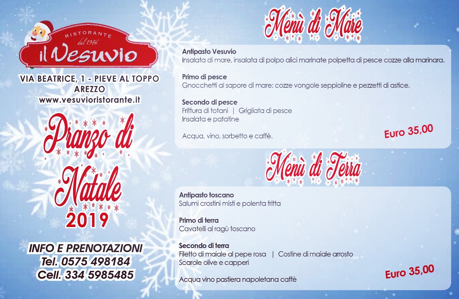 Menu Di Natale A 35 Euro.Menu Natale 2019 Ristorante Il Vesuvio